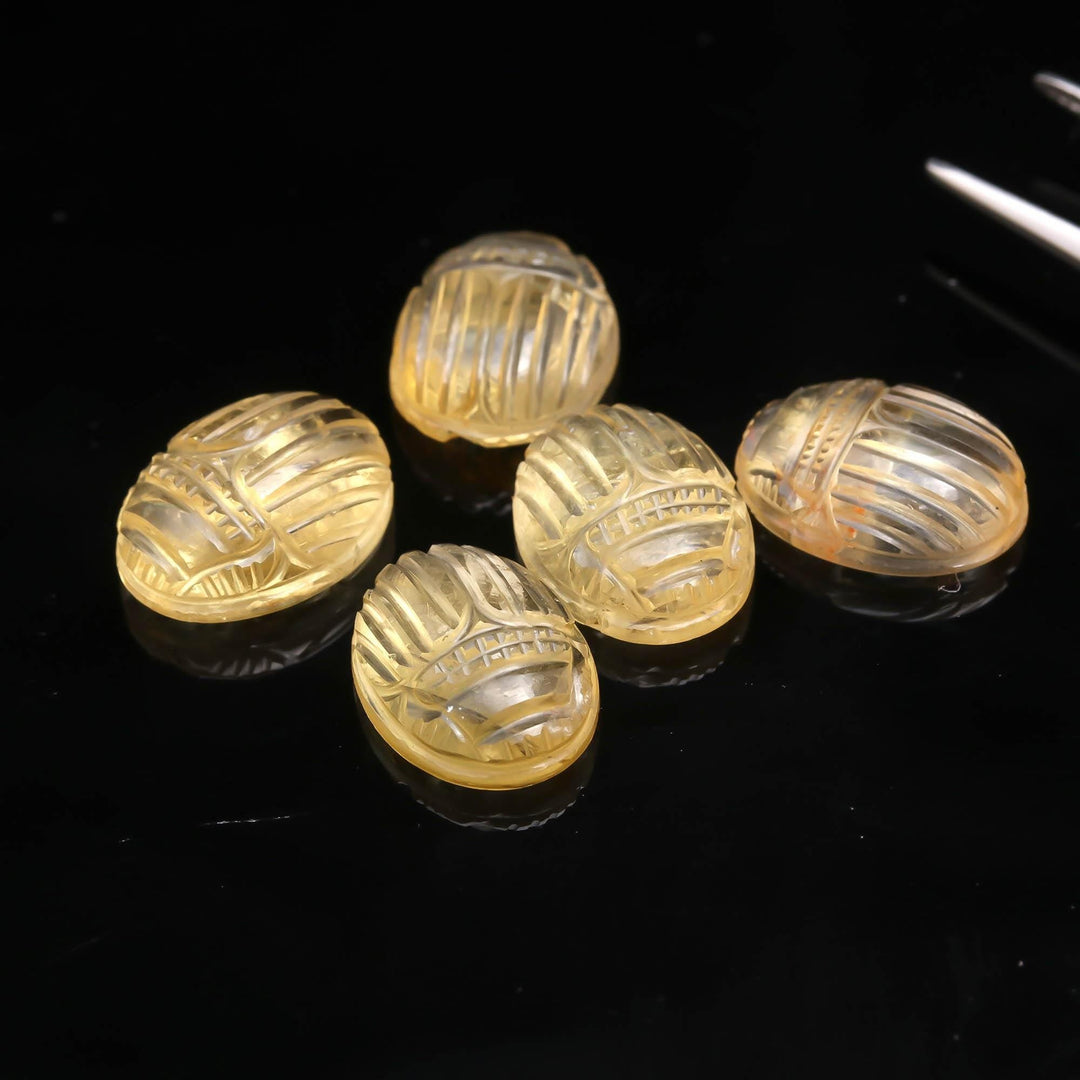 Genuine Citrine Scarab Carved Gemstone, Fancy Shape Scarab Carving, Insect Beads, 16X12 MM, Home Decor Crystals, Reiki Healing