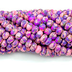 Load image into Gallery viewer, Purple Pink Copper Turquoise Beads, Copper Tuquoise Smooth Rondelle Beads, 8-10 mm, 4 Inch Line, Wholesale Beads, Jewelry Making Beads