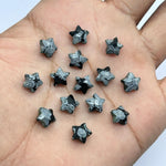 Load image into Gallery viewer, Faceted Black Jasper Star Beads: Hand Carved Briolettes (8mm)