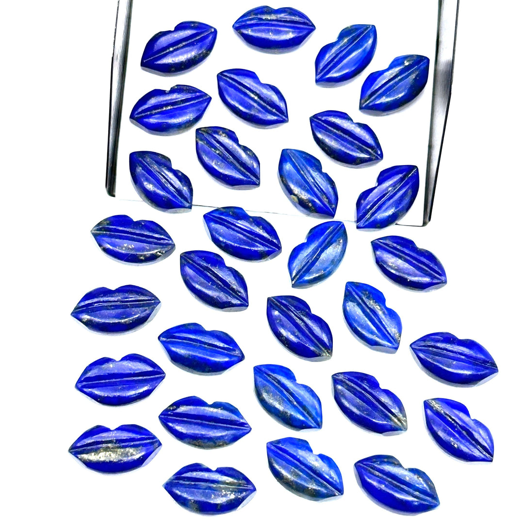 Natural Lapis Lazuli Lips Shape Beads, Hand Carved Lips Shape Gemstone Beads, Lips Shape Fancy Charms, 14X8 MM, Blue Lips Briolettes Beads
