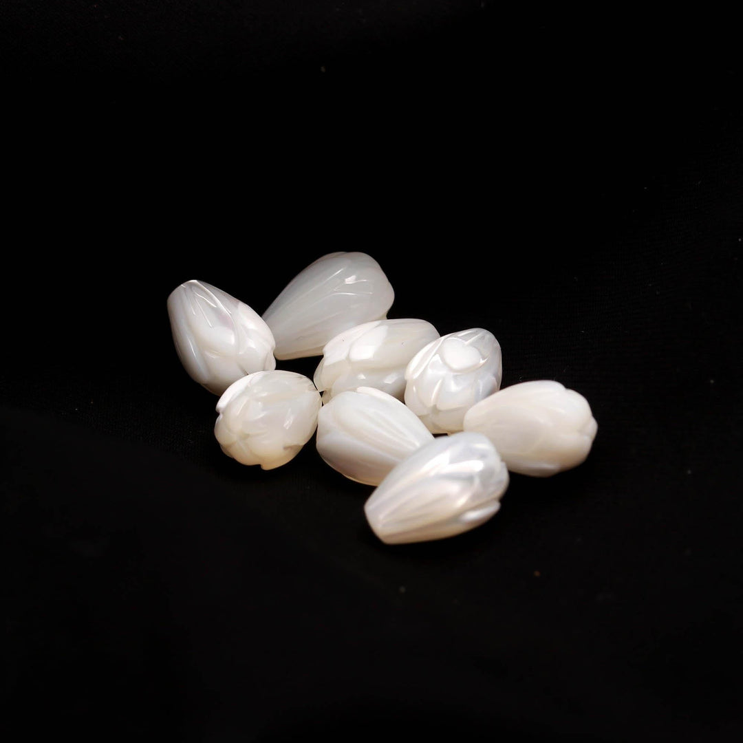 Mother of Pearl Tulip Shape Drill Beads for Jewelry Making, 12 MM Top to Bottom Drill