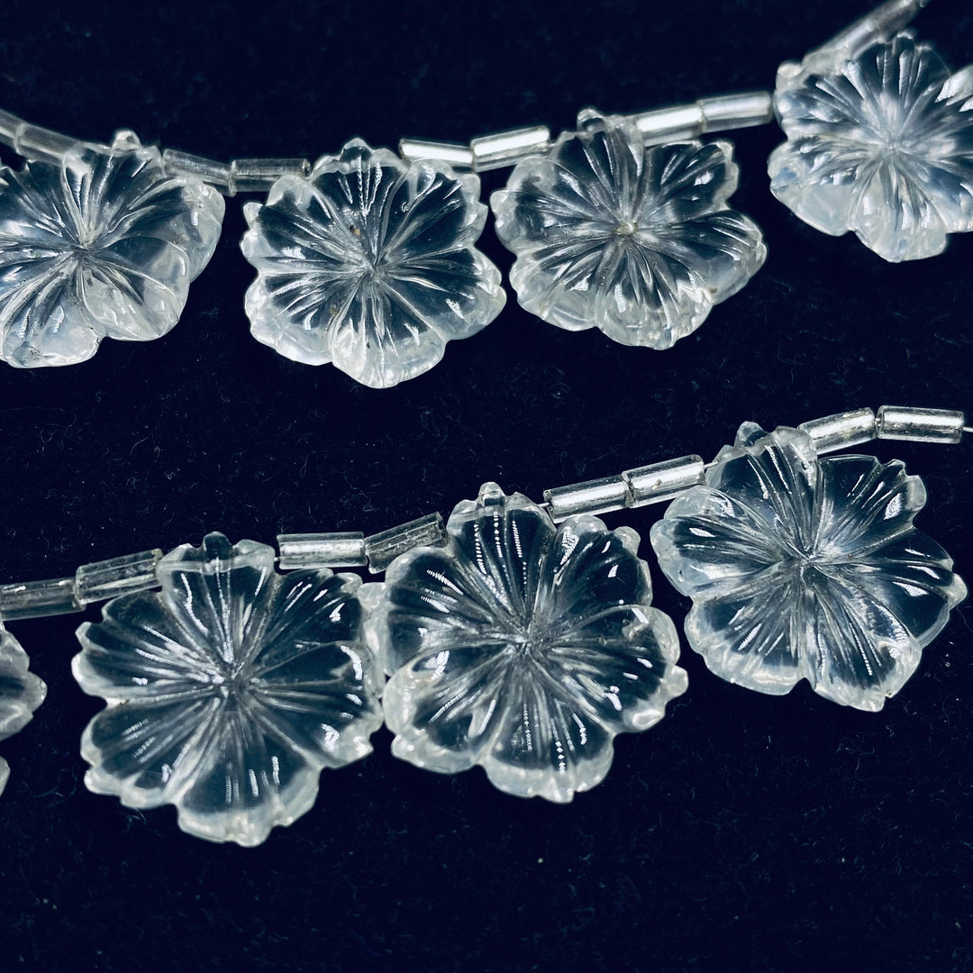 1,2,3,4,5 pcs AAA Quality 100% Natural Crystal Quartz  Flower Shape Carved Gemstone, Flower Shape Carving, Carved Gemstone For Jewellery17mm
