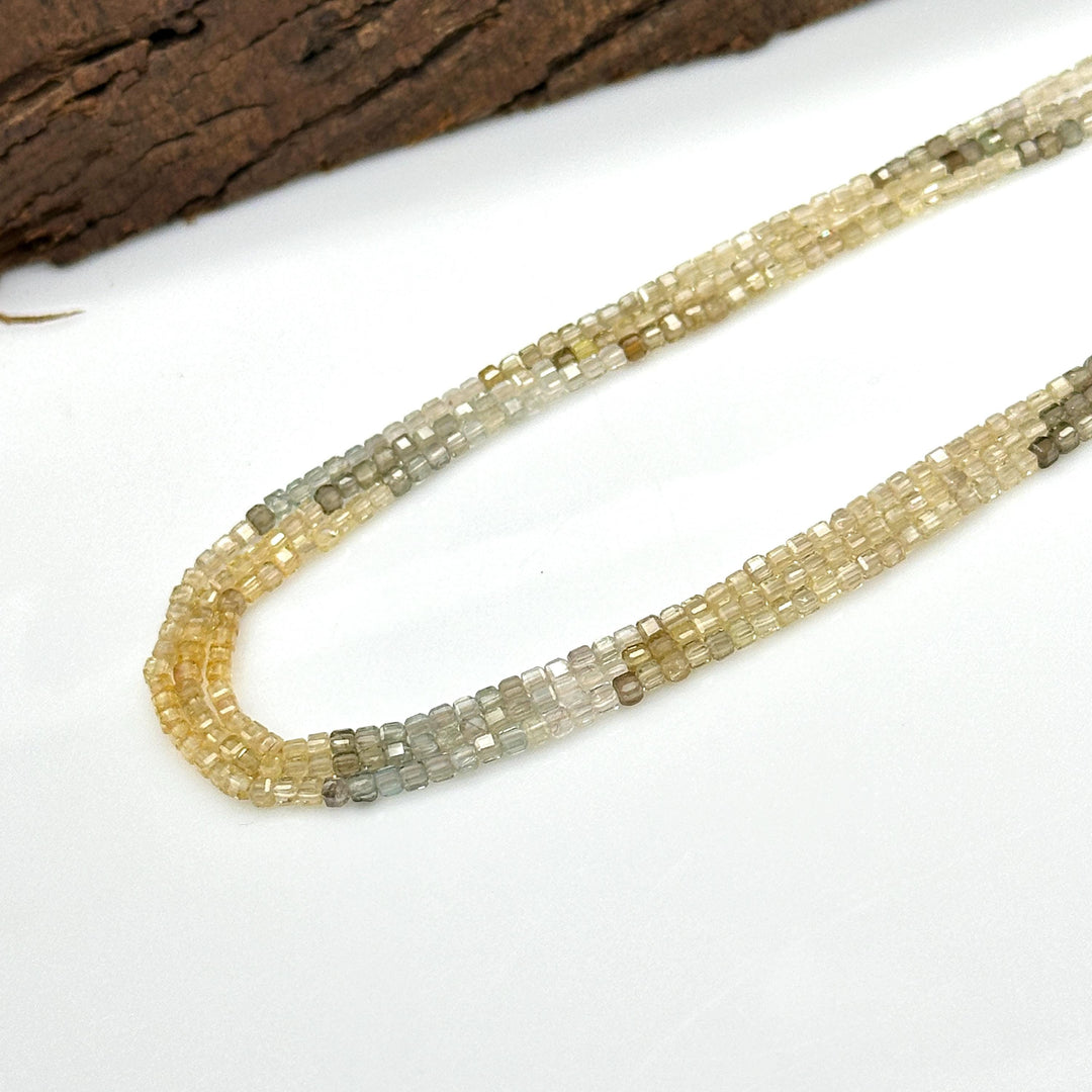 Multi Zircon Box Beads: 3mm Cube Gemstone Strand, 13 Inch