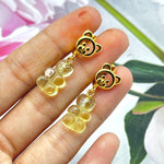 Load image into Gallery viewer, Cute Teddy Bear Earrings, Lemon Quartz Carved Gummy Bear Earrings For Girls, Bridesmaid Gift, Anniversary Gift For Her, Handmade Jewelry