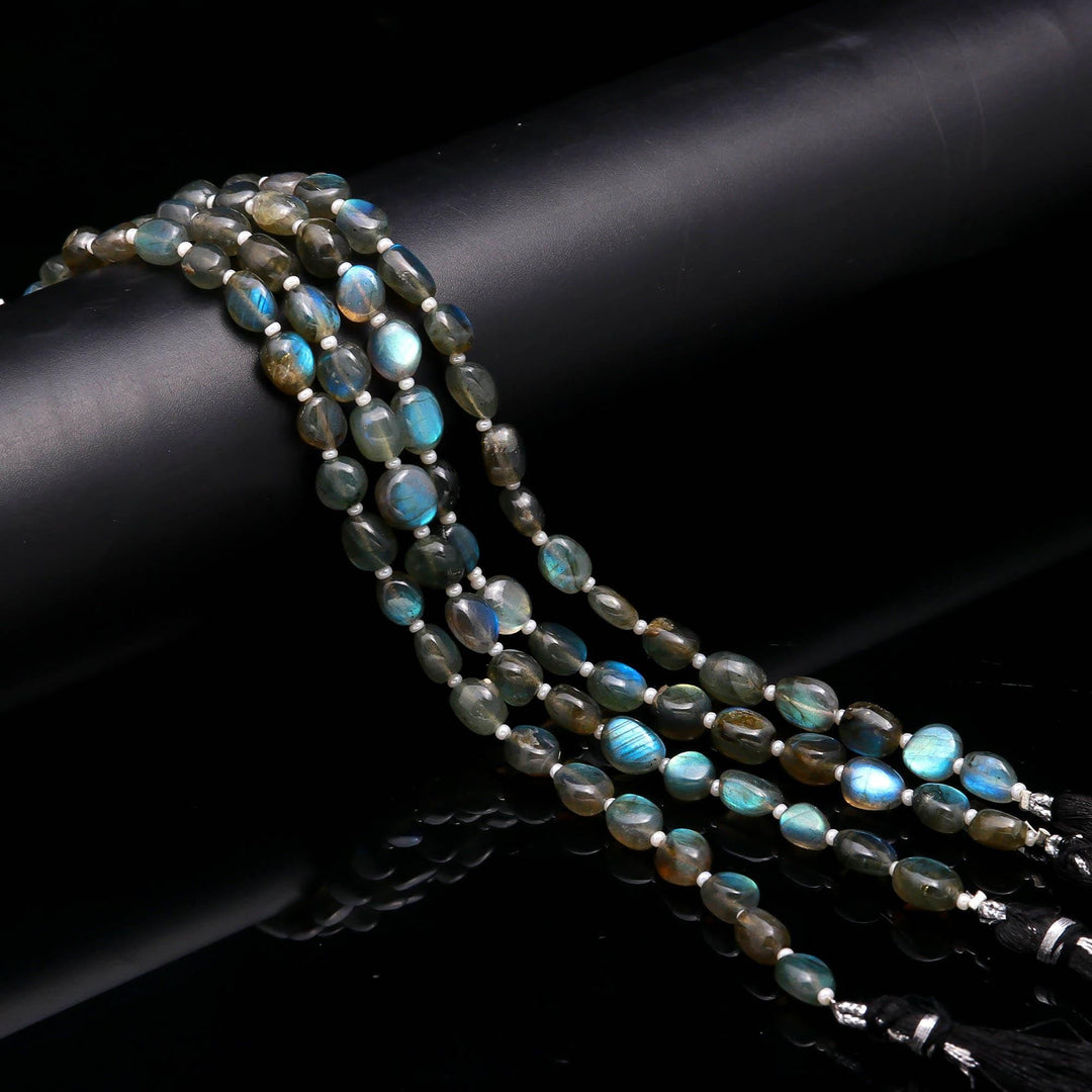 Smooth Labradorite Tumble Shape Beads, Natural Labradorite Plain Nuggets Shape Gemstone Beads, Fancy Jewelry Making Wholesale Beads, 8" Inch