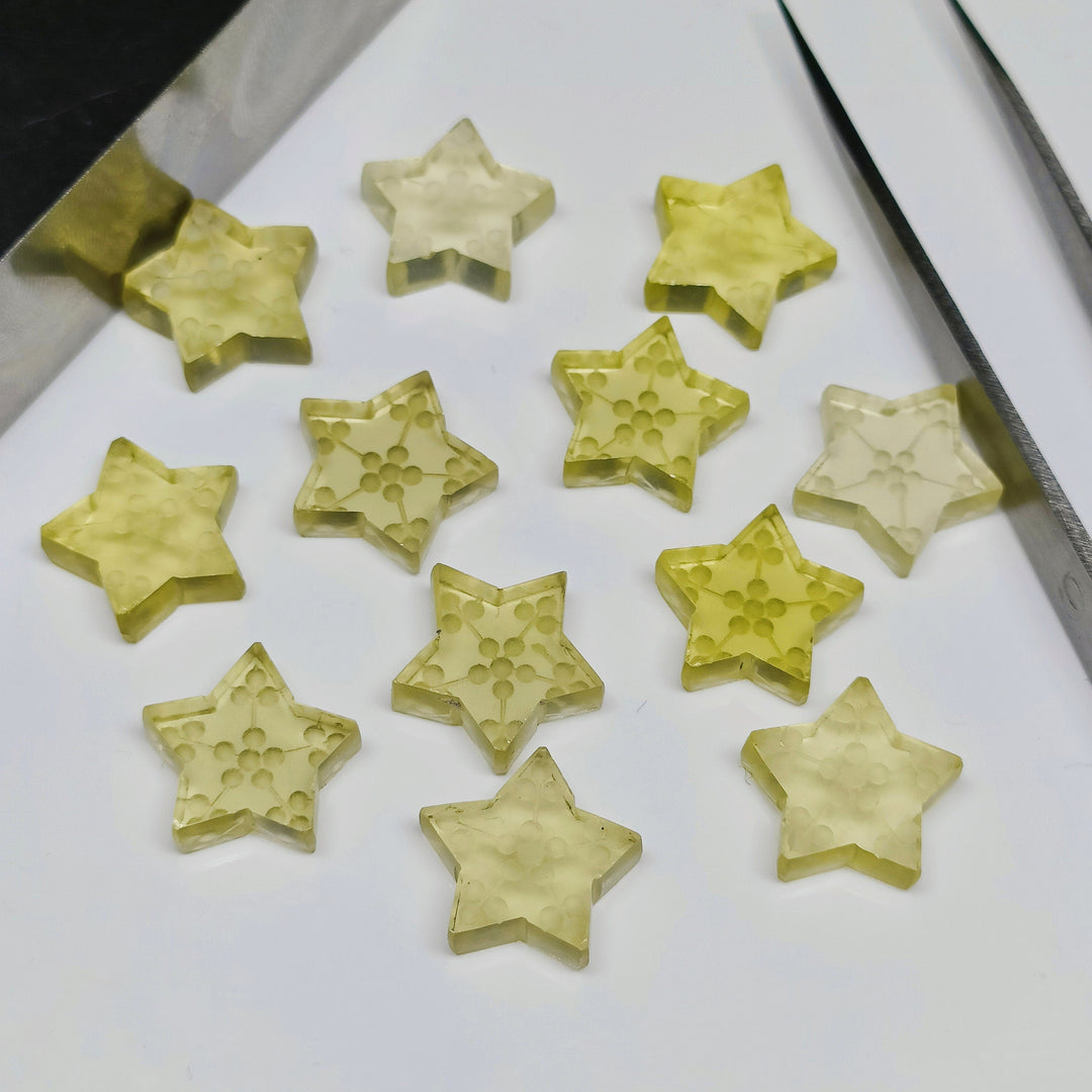 Intaglio Carved Natural Lemon Quartz Star Briolettes, AAA Lemon Quartz Star Shape Gemstone, Loose Star Beads, Incarving Star 13 MM