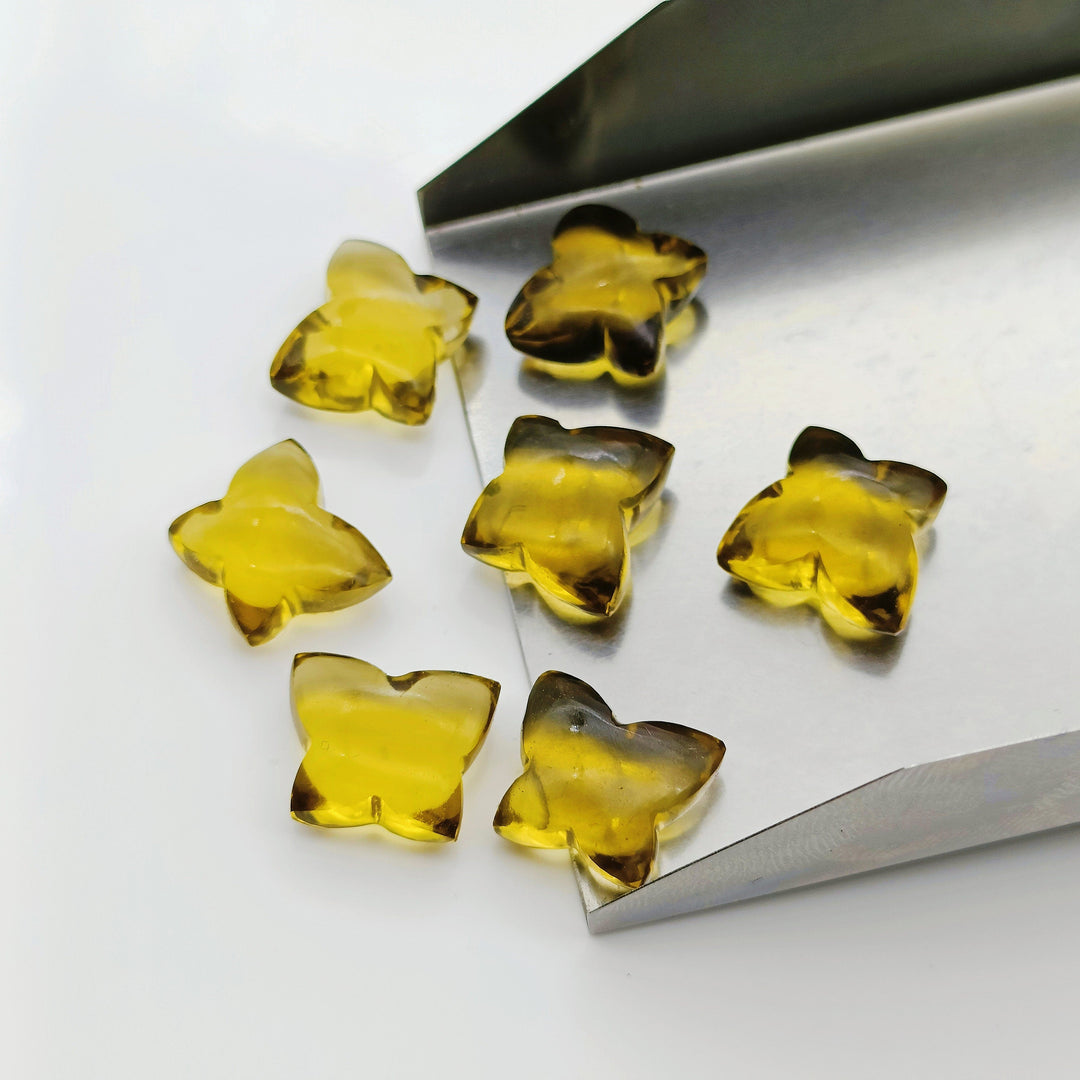 Natural Beer Quartz Butterfly Shape Gemstone Beads, Hand Carved Smooth Butterfly Shape Beads, Honey Quartz Beads 13X9-14X10 MM