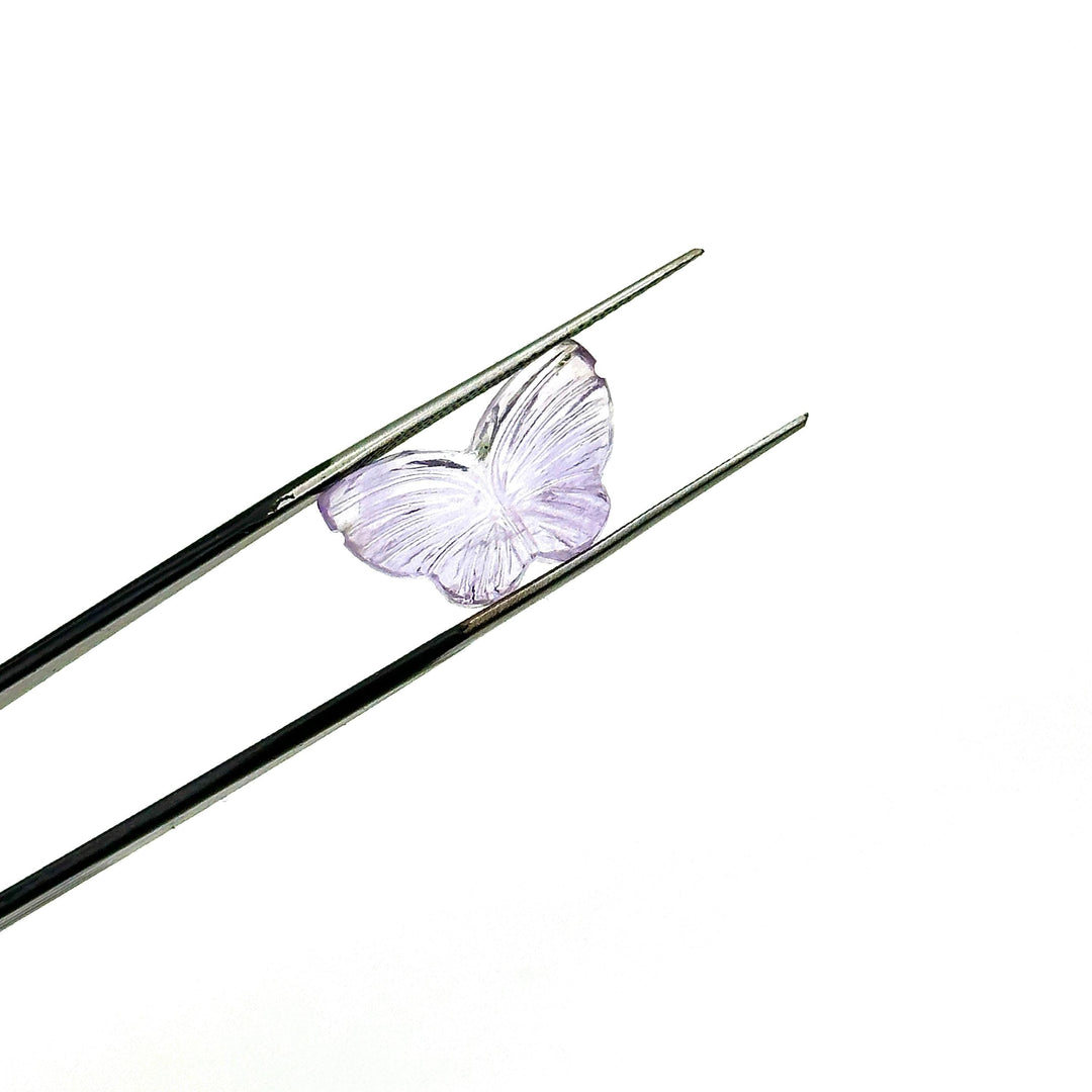 Carved Pink Amethyst Butterfly Charm: Handmade Gemstone Briolette (18 MM)