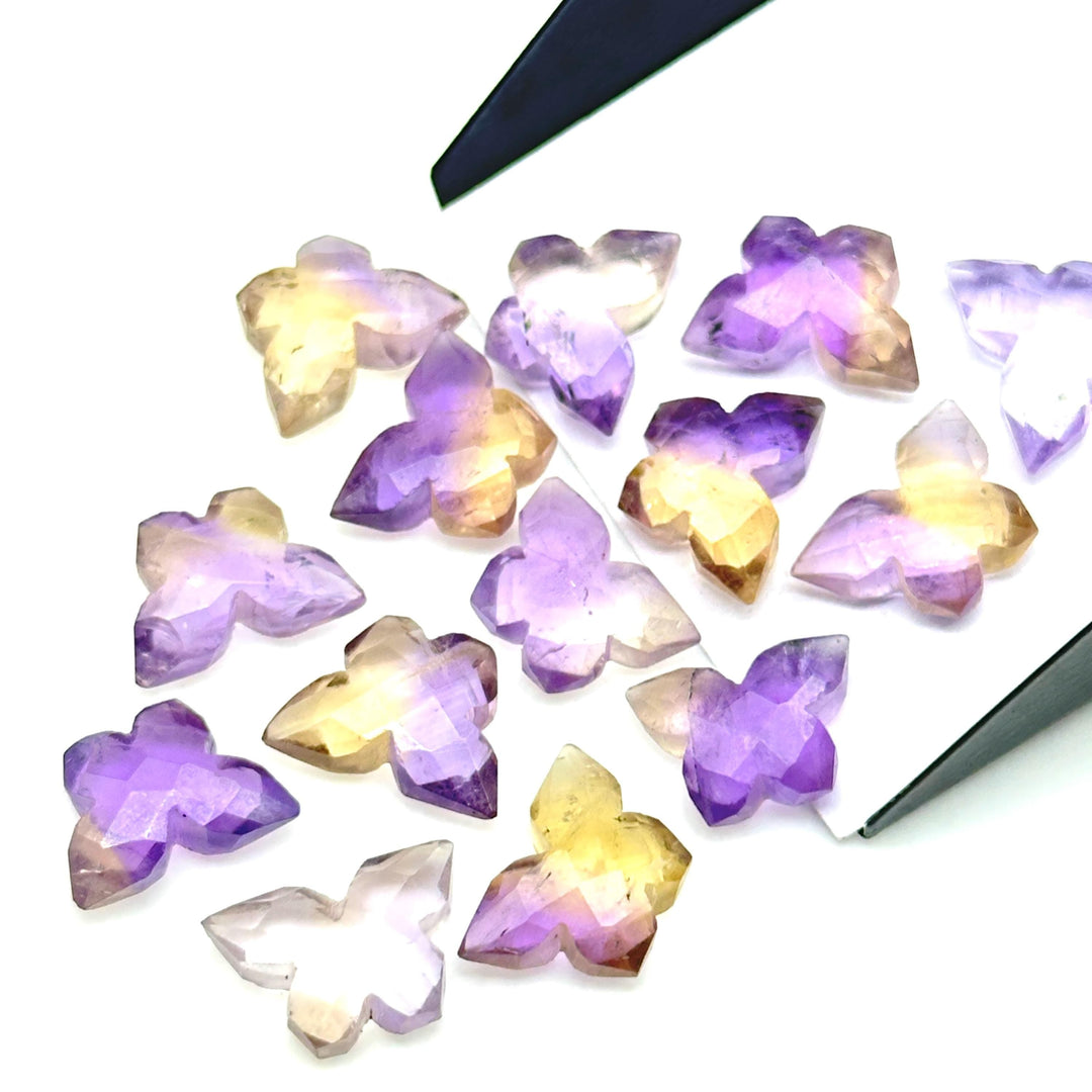 Natural Ametrine Butterfly Shape Beads, Faceted Carving Gemstone Beads, Incest Carving Beads For Jewelry, Butterfly Charms Beads 14x10 MM