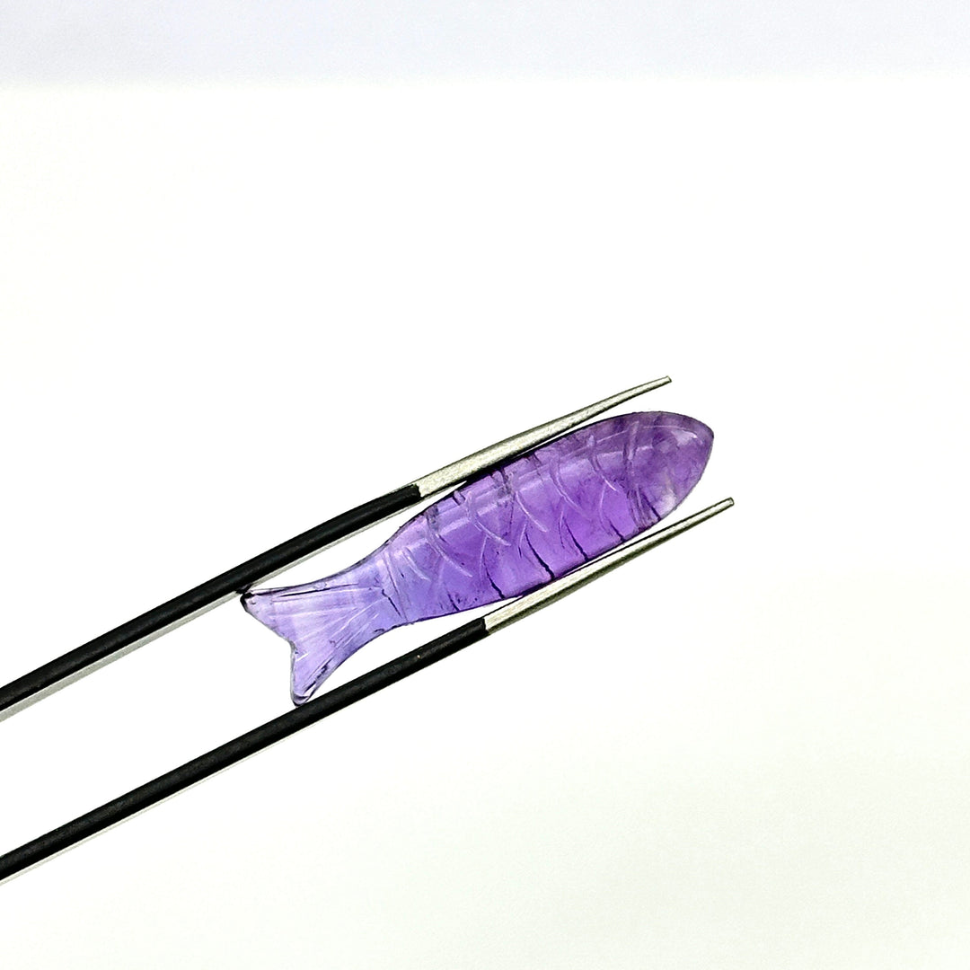 Natural Amethyst Fish Shape Gemstones, Purple Amethyst Healing Fish Beads, Jewely Making and Decor Fish Crystal 30X10 MM