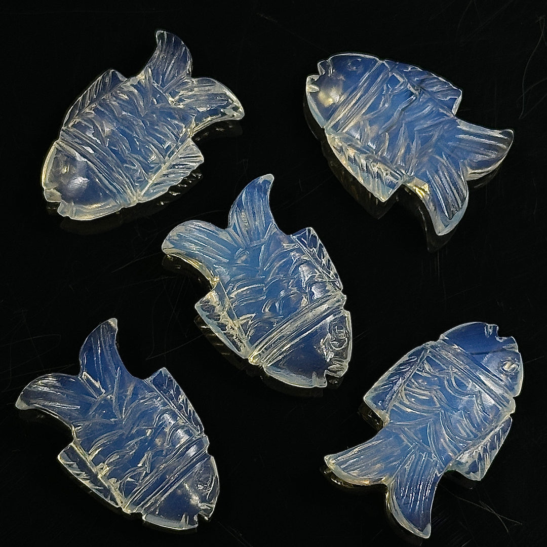 Natural Opalite Fish Carving Gemstone, Hand Carved Fish Shape Gemstone, Opalite Crystal 17X26 MM, Carved Opalite Fish Charm Best For Jewelry