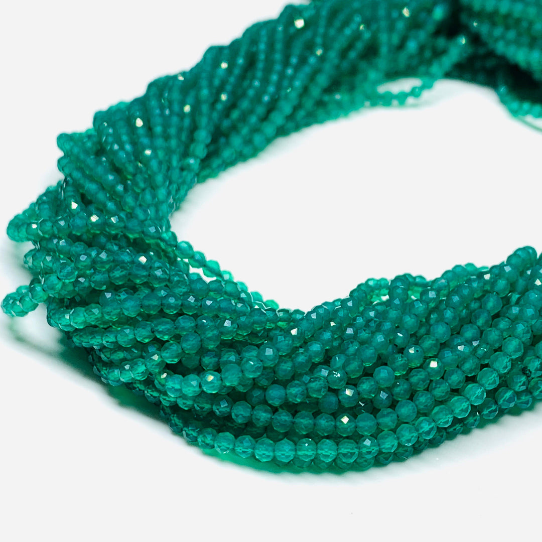 13" inch strand 100% natural green onyx faceted rondelles, faceted green onyx beads, gems for jewelry, green faceted rondelle, 2 mm