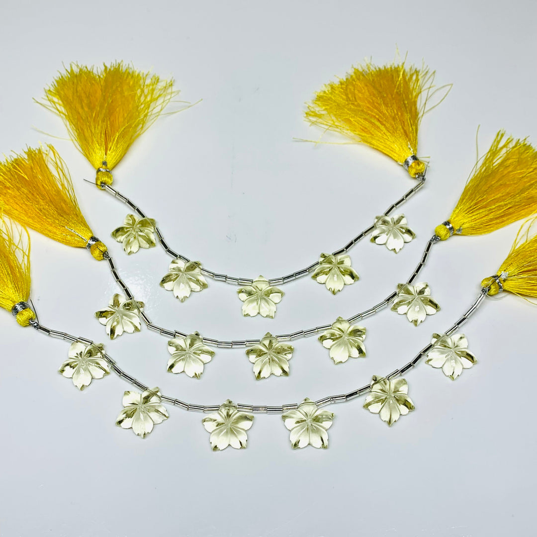 AAA Quality 100% Natural Lemon Quartz Flower Shape Carved Gemstone, Flower Shape Carving, Carved Gemstone For Jewellery 15-16 mm