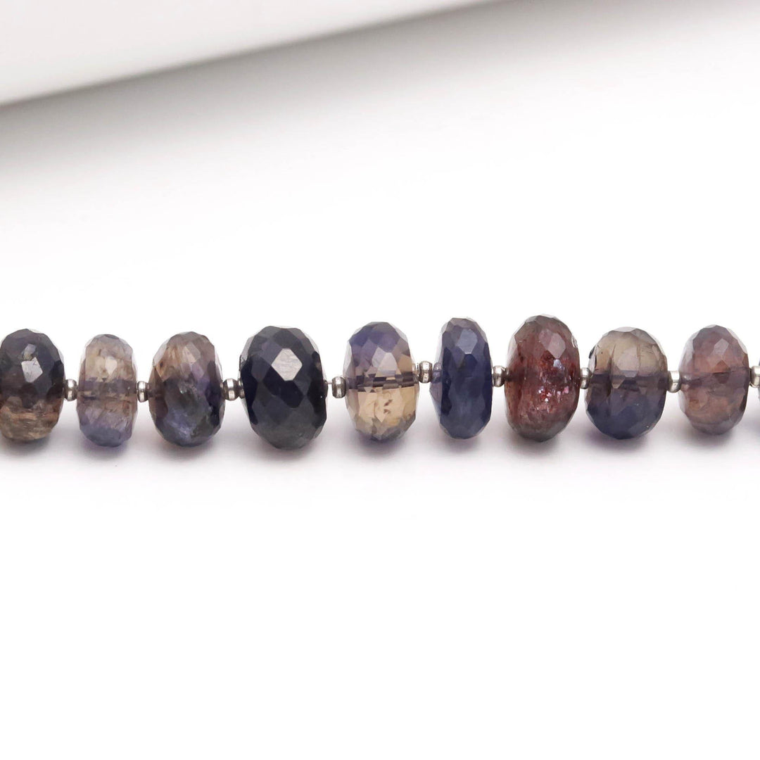 Natural Iolite Rondelle Shape Beads, Blue Iolite Faceted Gemstone Beads, 9 - 11 MM AAA Iolite Beads for Jewelry Making 4 Inch Strand