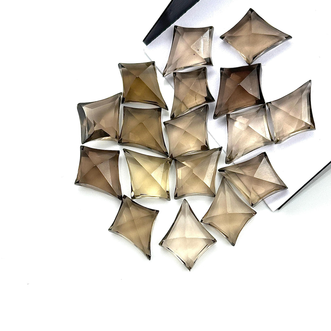 Smoky Quartz Kite Shape Gemstone Beads, Hand Carved Faceted Kite Shape Beads, Kite Shape Charms for Jewelry Making, 16 MM Gemstone Carvings