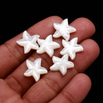 Load image into Gallery viewer, Carved Mother of Pearl Starfish Beads, Luster White Pearl Carvings 15mm