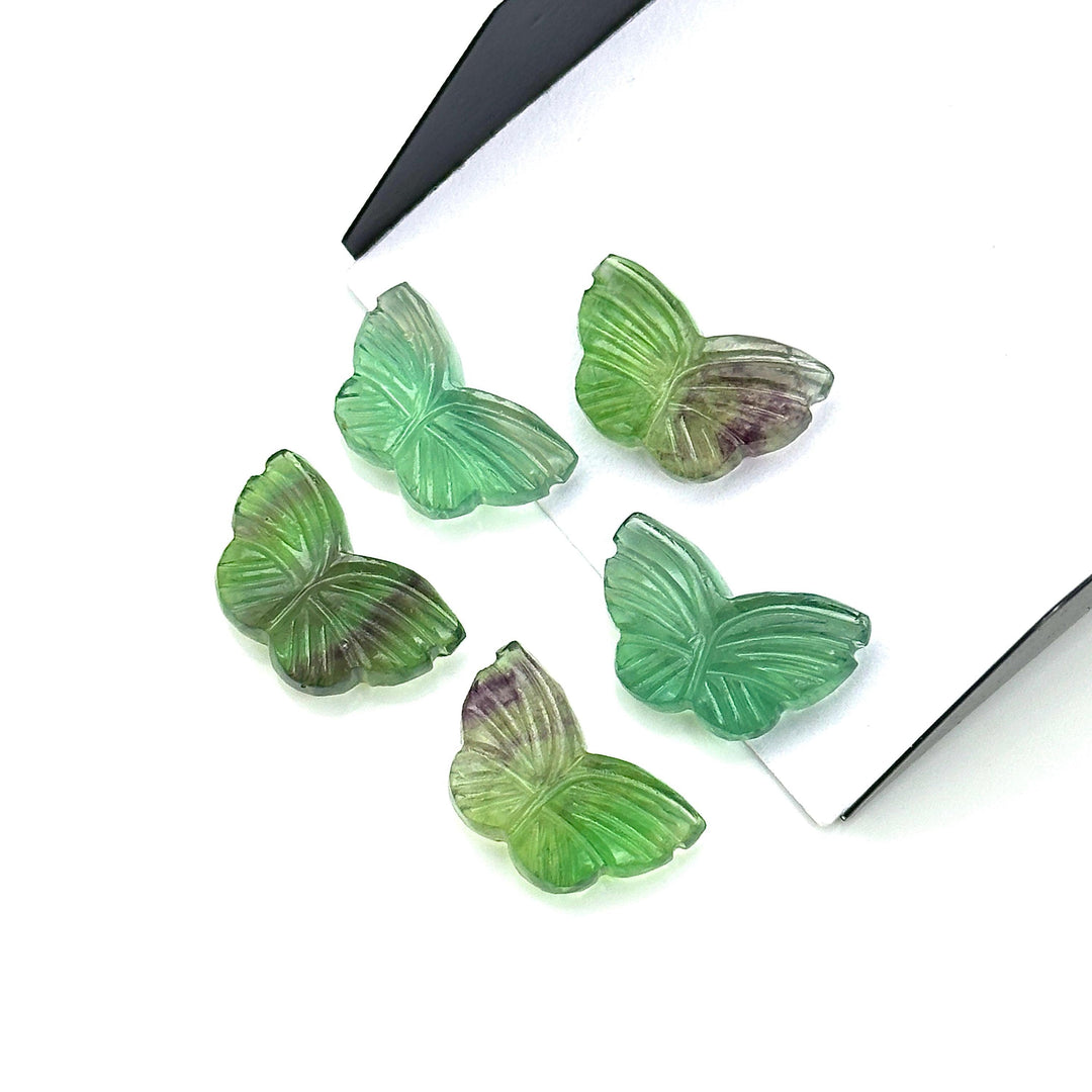 Green Fluorite Butterfly Carving: Gemstone Jewelry Charm (18MM