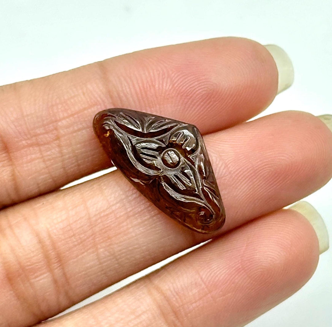 Amazing Brown Tourmaline Carving Gemstone, Natural Tourmaline Hand Flower Carving, 22 MM, Fancy Tourmaline Cabochon For Jewelry Making