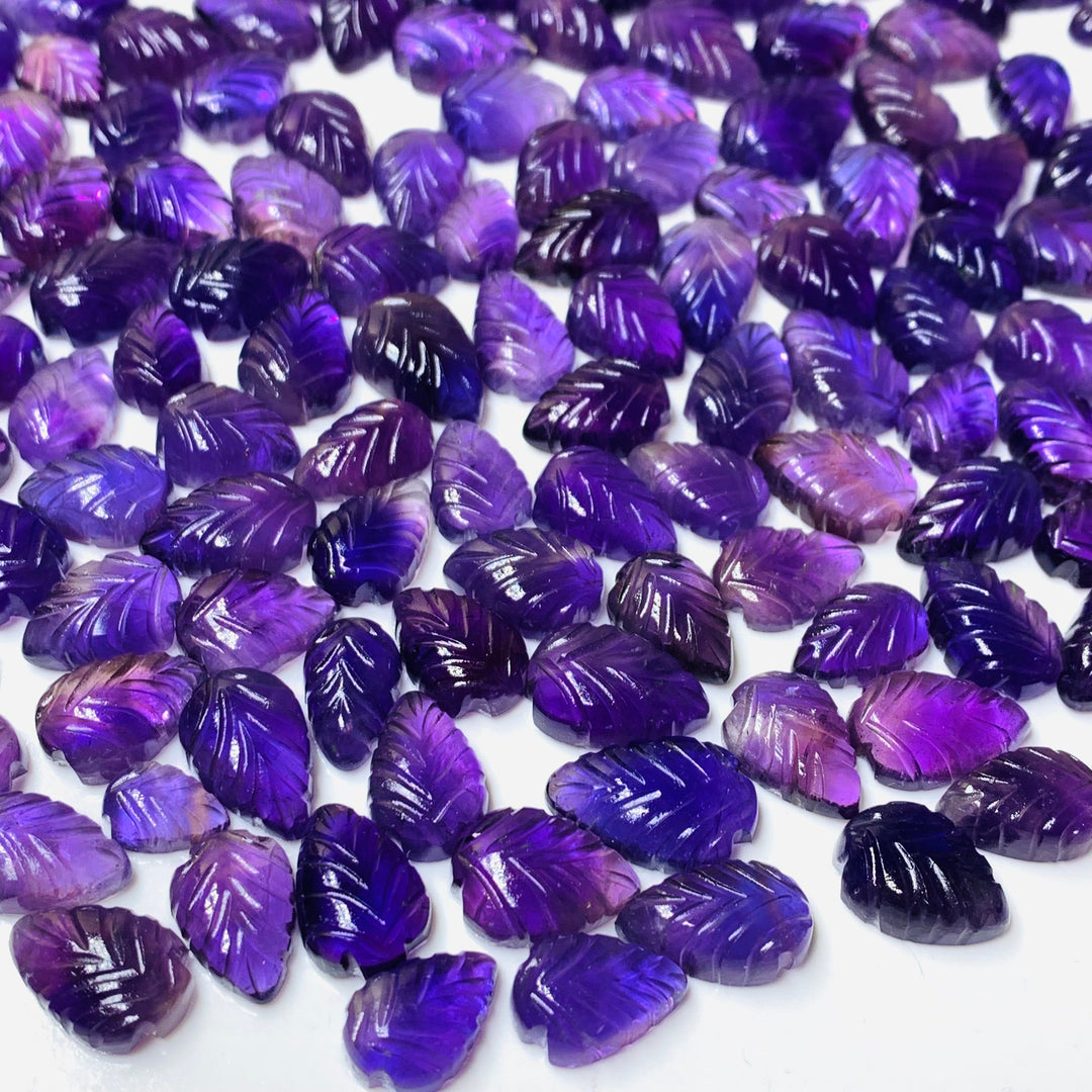 10,20,30,40,50 pcs Incredible AAA Quality 100% Natural Amethyst Leaf Shape Carved Loose Gemstone Lot For Jewelry 6X4 12X8 mm AG-14