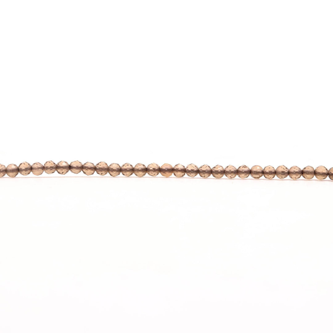 Natural Smoky Quartz Round Beads, Brown Quartz Faceted Micro Beads, 2 MM Beads for Jewelry Making, 13 Inches, Loose Faceted Beads