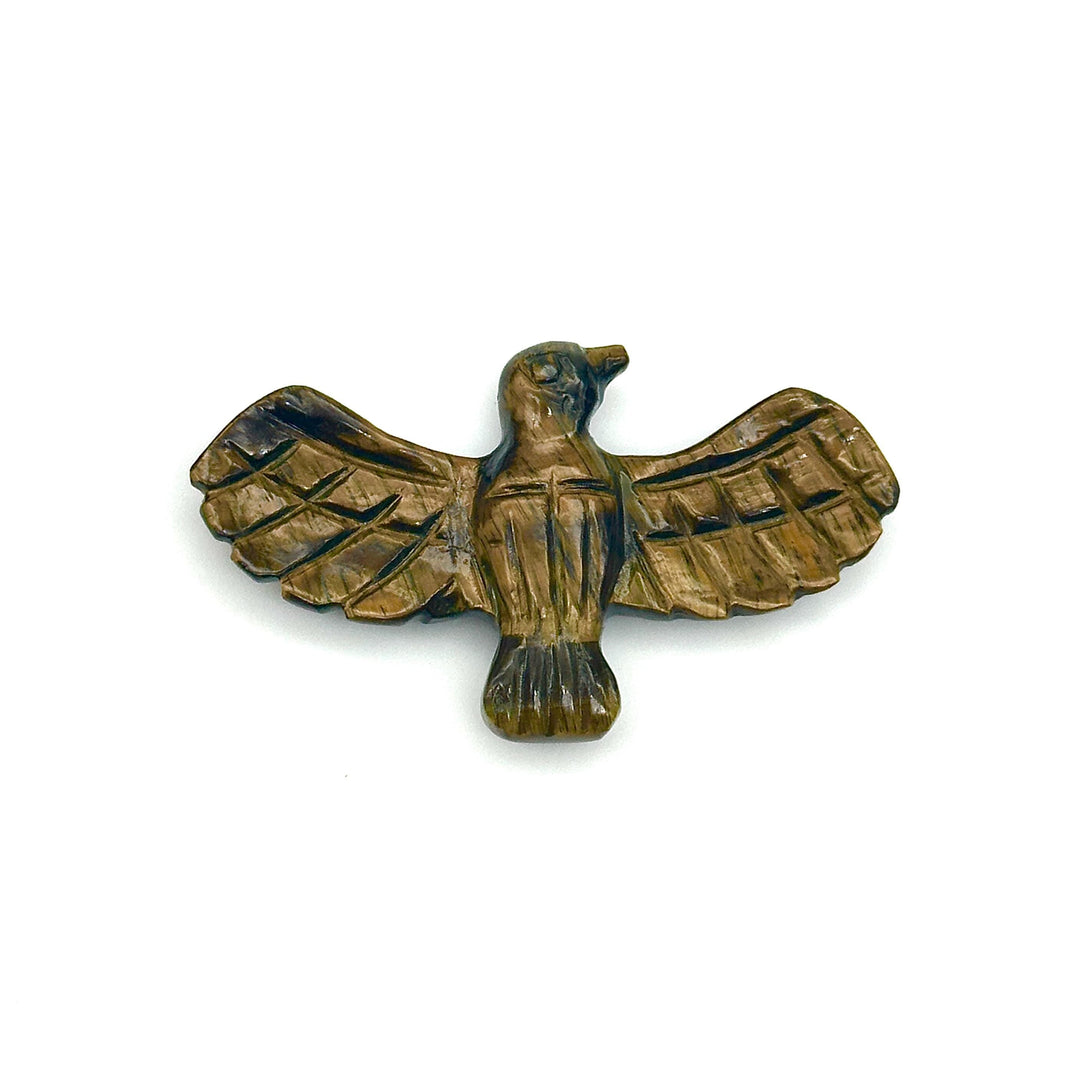 Natural Tiger Eye Eagle Shape Gemstone Carving, 25X44 MM Approx Hand Carved Eagle Shape Gemstone Beads, Fancy Shape Loose Beads for Jewelry