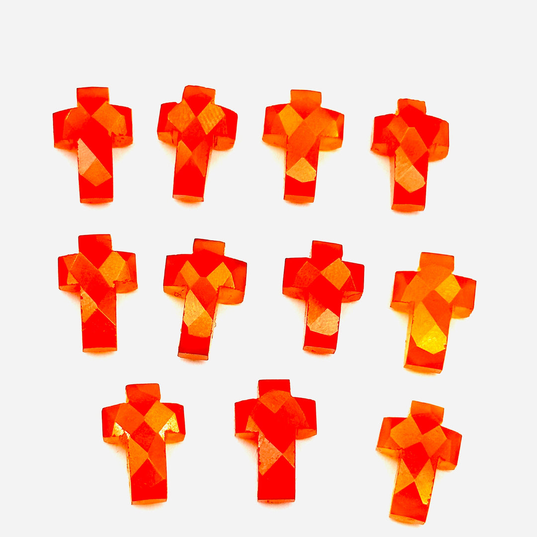 Natural Carnelian Cross Shape Beads ~ Healing & Protection Gemstone Beads ~ Faceted Carnelian Beads ~ 15 MM Cross Charm Beads ~ Orange Beads