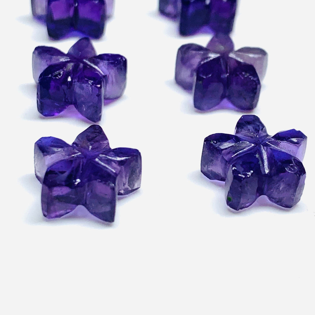 2,3,4,5 Pcs Natural Blue Amethyst Hand Carved Flower Shape, Carved Flower Shape Gemstone For Jewellery, Flower Shape Gemstone, 10 mm