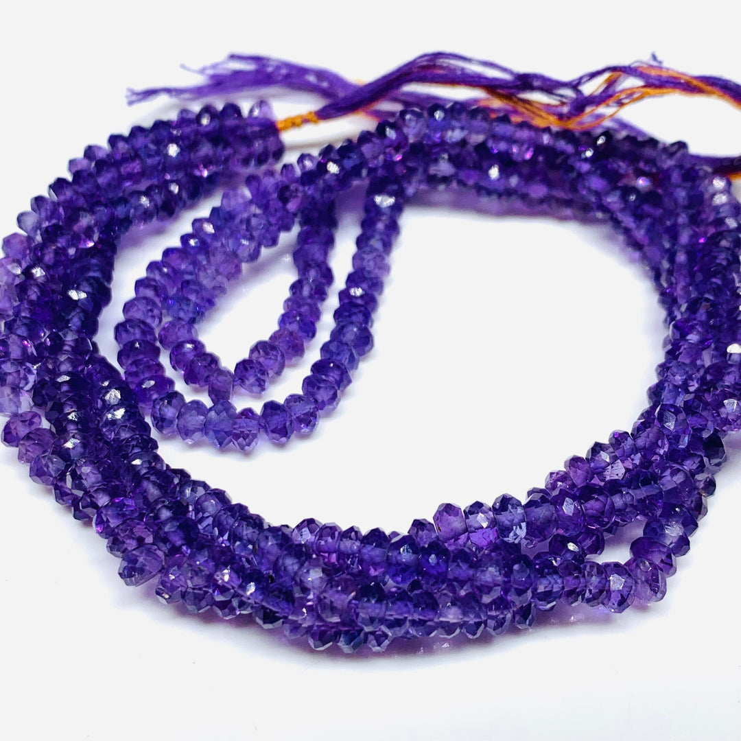 100% Natural AAA quality Amethyst Rondelle Shape Faceted Beads, Beads Strand, 8" inch strand, Gemstone For Jewellery, 3 mm