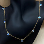 Load image into Gallery viewer, Beautiful Rainbow Moonstone Pear Necklace, Blue Flashy Faceted Pear Chain Necklace, Necklace For Girls, Gift For Her, Gold Plating Chain