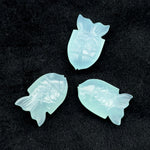 Load image into Gallery viewer, Carved Aqua Chalcedony Fish Gemstone, Natural Aqua Chalcedony Fish, 15X24 MM, Feminine Energy Fish Charm Sky Blue Crystal, Both Side Carved
