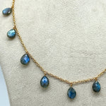 Load image into Gallery viewer, AAA+ Natural Labradorite Pear Shape Beads Necklace, Drop Chain Necklace, Pear Gemstone Necklace, Faceted Pear Chain Necklace For Women's