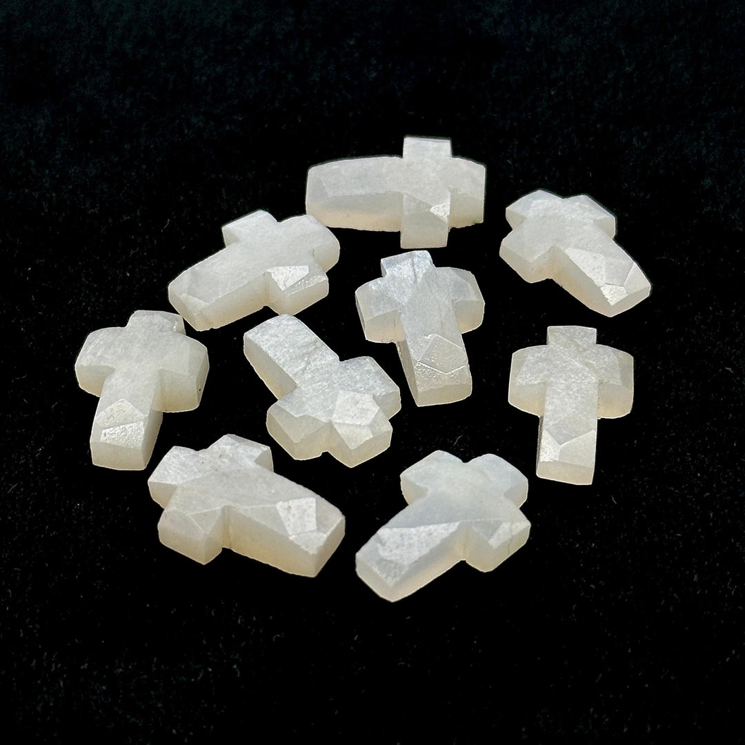 Natural White Moonstone Cross Shape Briolettes, AAA Moonstone Gemstone Beads, Holy Cross Charm for Jewelry, 15 MM Jesus Lord Spiritual Beads