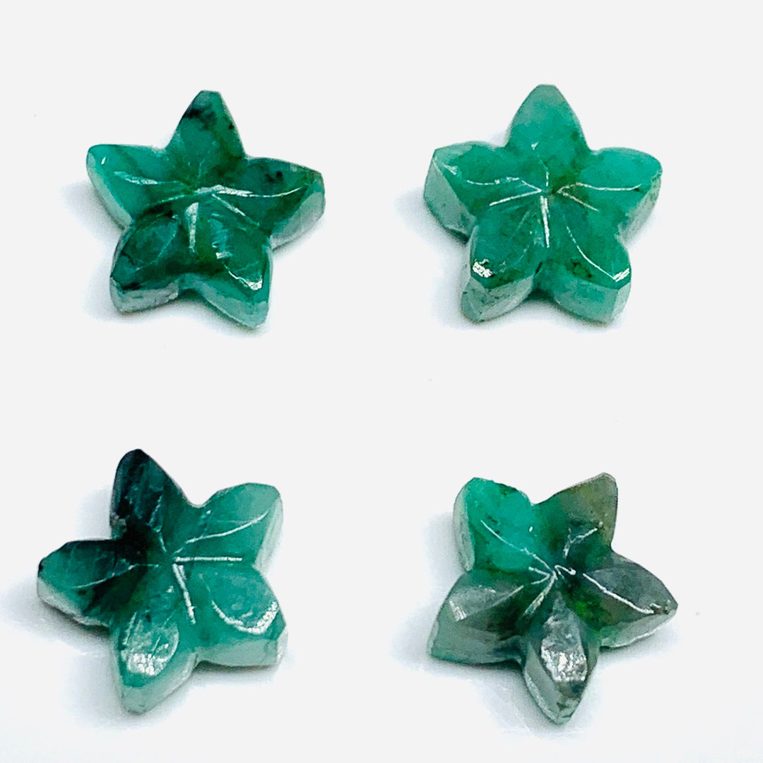2,3,4,5 Pcs Natural Emerald Hand Carved Flower Shape, Carved Flower Shape Gemstone For Jewellery, Flower Shape Gemstone, 10 mm