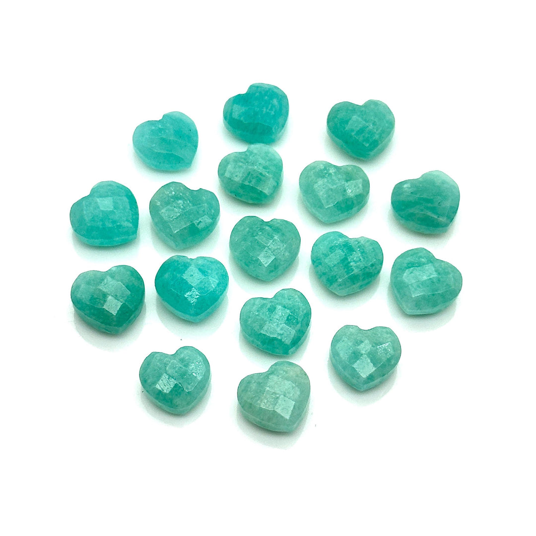 Faceted Amazonite Heart Briolettes: AAA Grade, 10mm Gemstone Charms