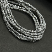 Raw Grey Diamond Beads: 1-2mm Uncut Nuggets, 8/16 Inch Strand