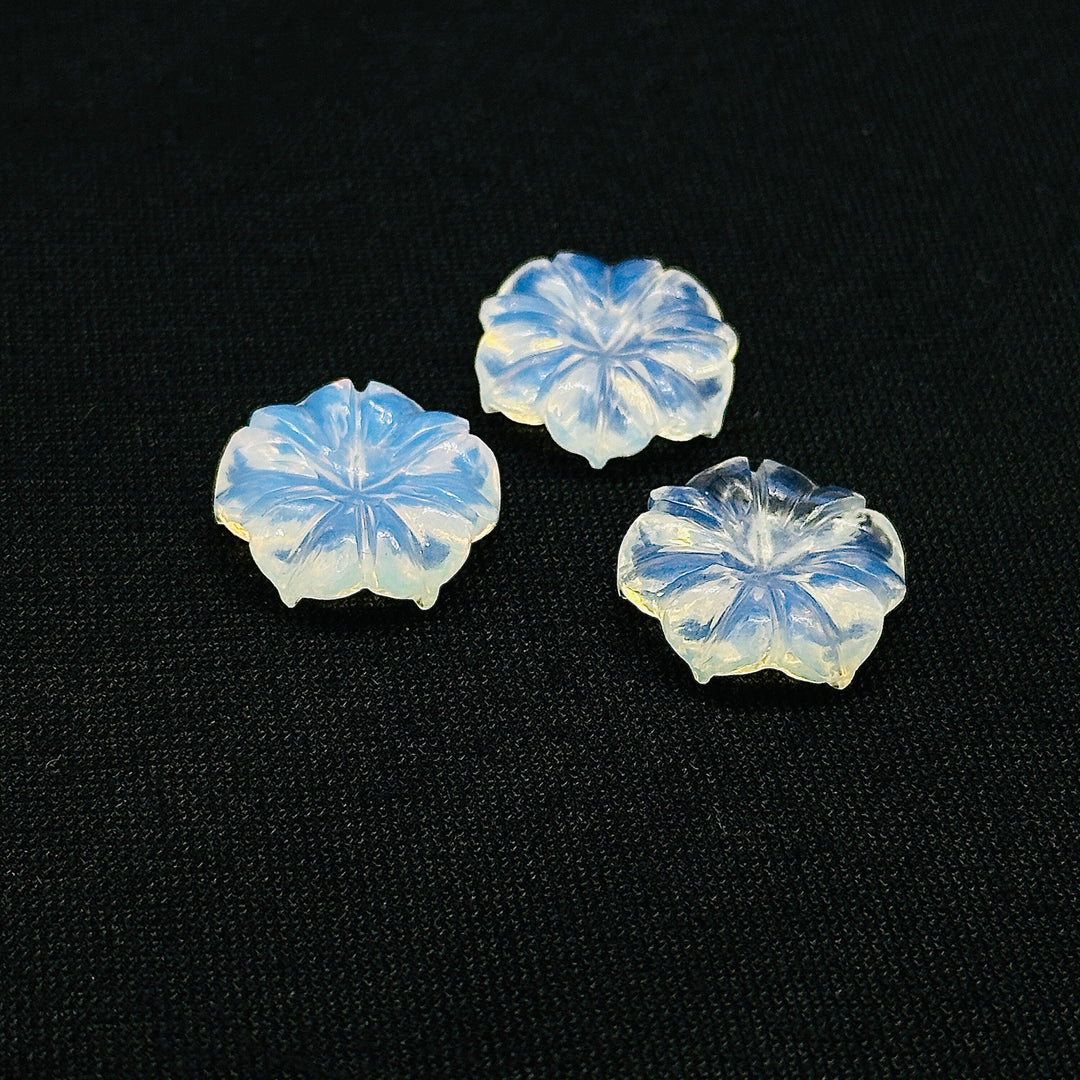 Natural Opalite Flower Shape Carved Gemstone, Flower Shape Carving, Opalite Carved Gemstone For Jewlery 17 mm, Craft Making Flower Charm