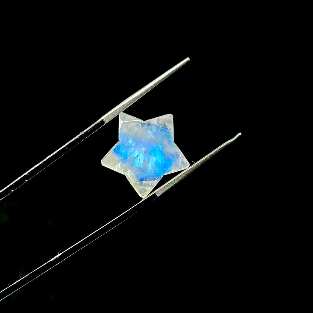 Rainbow Moonstone Star Beads: Faceted Celestial Gemstone Charms, 15mm