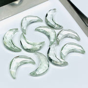 2,3,4,5 Pcs Natural Green Amethyst Carved Moon Shape , Faceted  Hand Carved Moon Shape Gemstone For Jewellery, Moon Shape Briolettes17mm