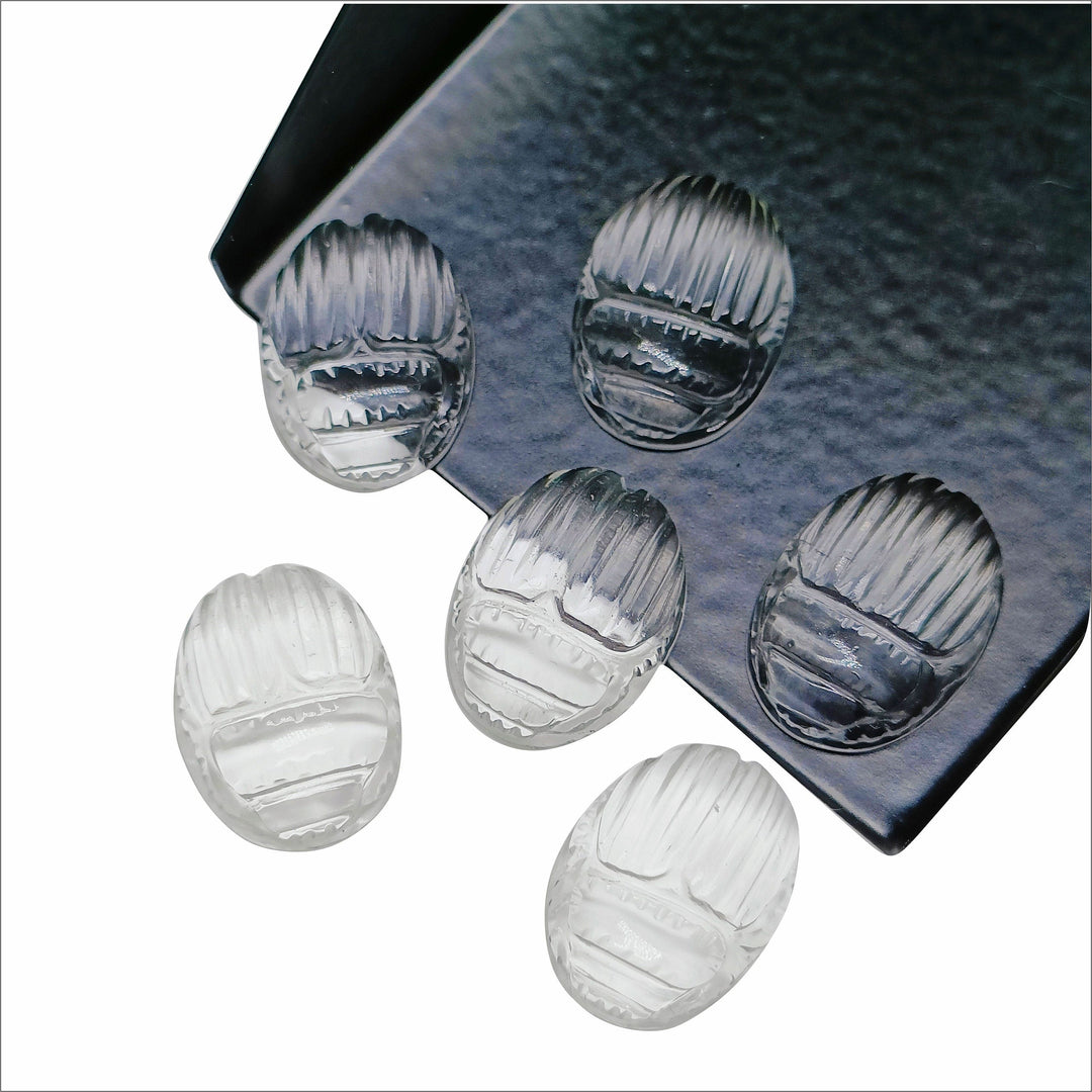 1,2,3,4,5,6 pcs Natural Crystal Quartz Scarab Face Carved Gemstone, Fancy Shape Scarab Carving, Hand Carved Gemstone for Jewlery 16X12 mm