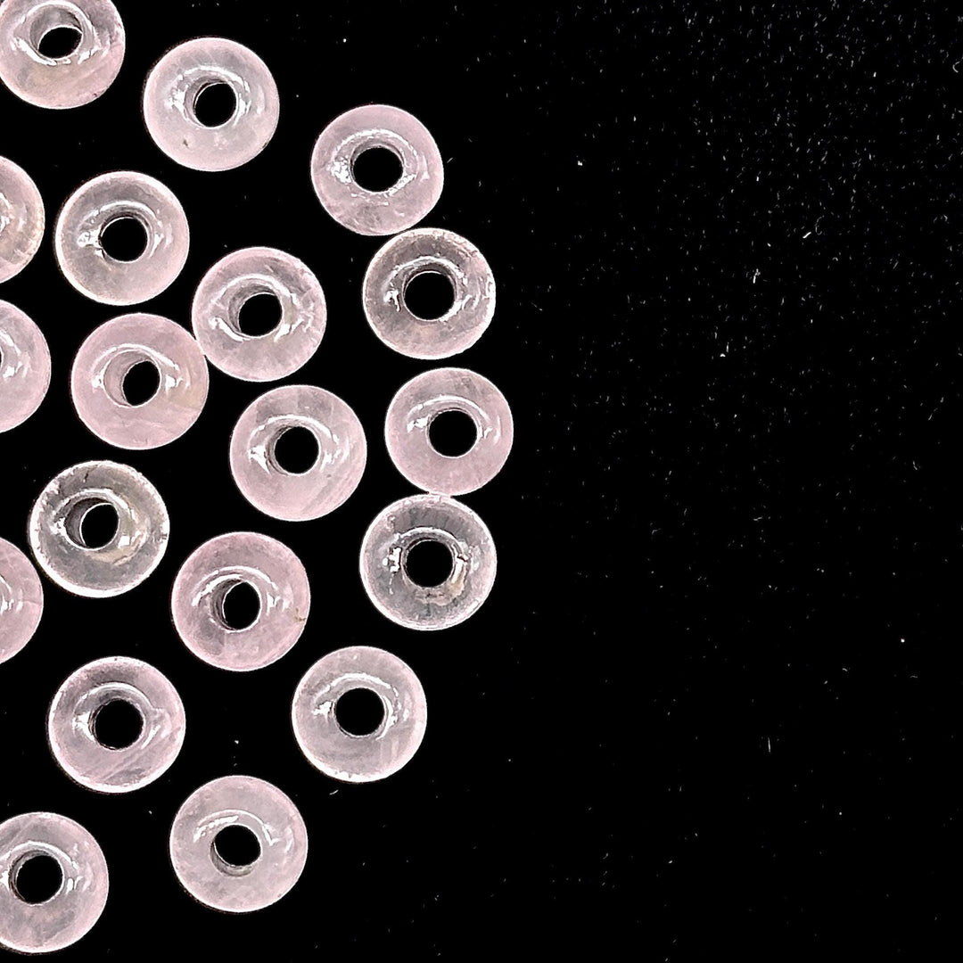 Natural Rose Quartz Donut Shape Carving, AAA Pink Quartz Donut Shape Beads, Loose Donut Shape Charm Beads, Energy Healing Stones, 6 MM