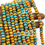 Load image into Gallery viewer, Excellent Quality Oyster Copper Turquoise Beads, Orange &amp; Blue Copper Tuquoise Smooth Rondelle Beads, 8-10 mm, 4 Inch Line, Wholesale Beads