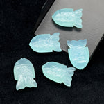 Load image into Gallery viewer, Carved Aqua Chalcedony Fish Gemstone, Natural Aqua Chalcedony Fish, 15X24 MM, Feminine Energy Fish Charm Sky Blue Crystal, Both Side Carved