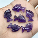 Load image into Gallery viewer, Carved Amethyst Fish Shape Stone, Natural Amethyst Fish Shape Gemstone, Healing Chakra Stone, Purple Amethyst, 25 MM, Loose Fish Charms