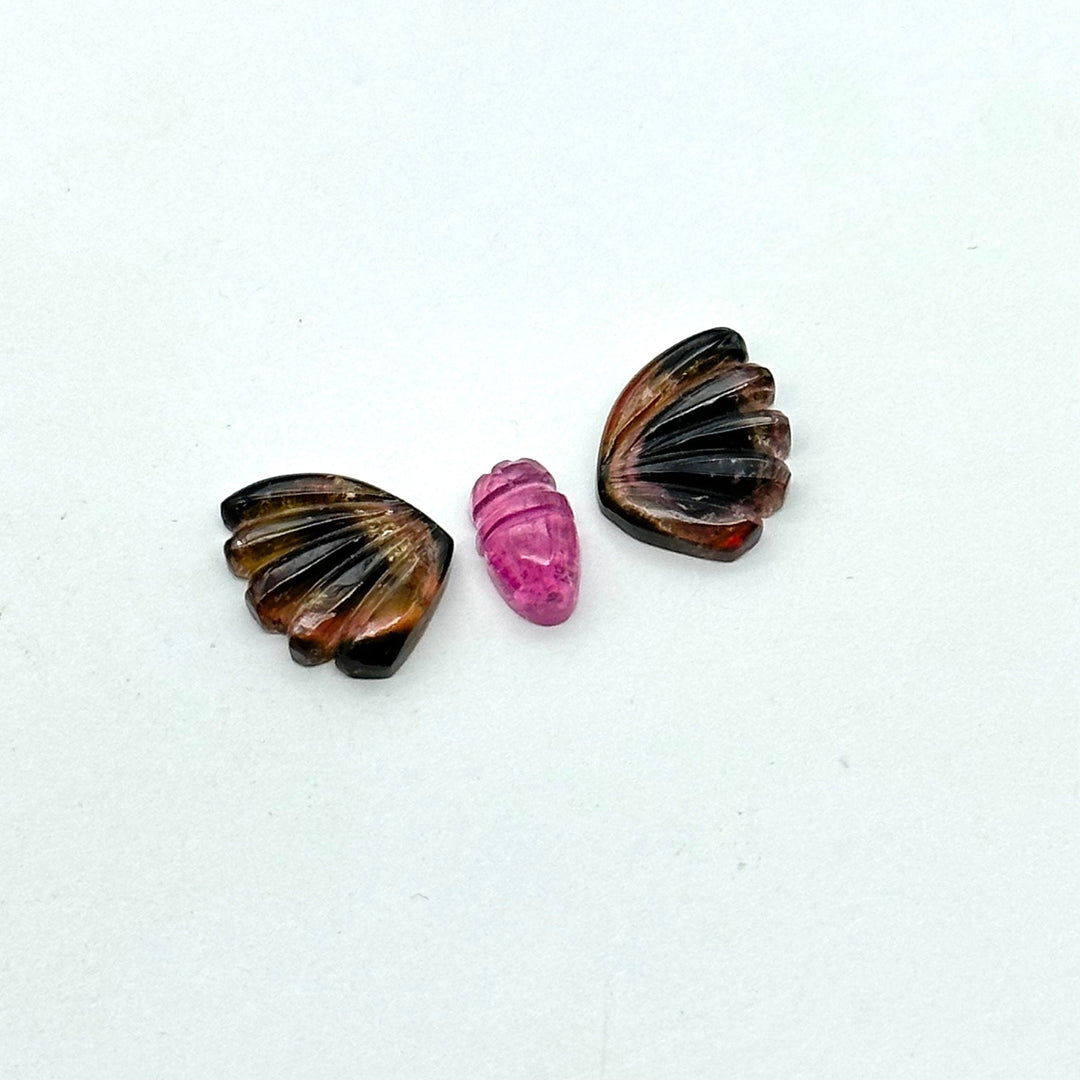 Natural tourmaline Butterfly Shape Carving, Hand carved tourmaline Butterfly loose carving, carved butterfly jewelry for Making 20x11mm.