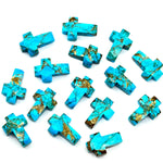 Load image into Gallery viewer, Faceted Copper Turquoise Cross Beads: Spiritual Gemstone Charms (15mm)