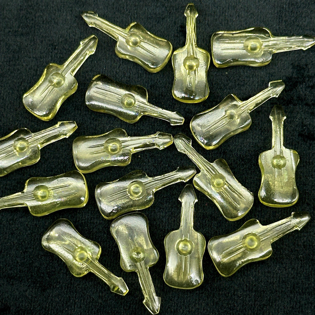 Natural Lemon Quartz Guitar Shape Beads, Tiny Lemon Guitar Shape Hand Carved Gemstone, 26 MM, Miniature Guitar Gemstone, Tiny Charms