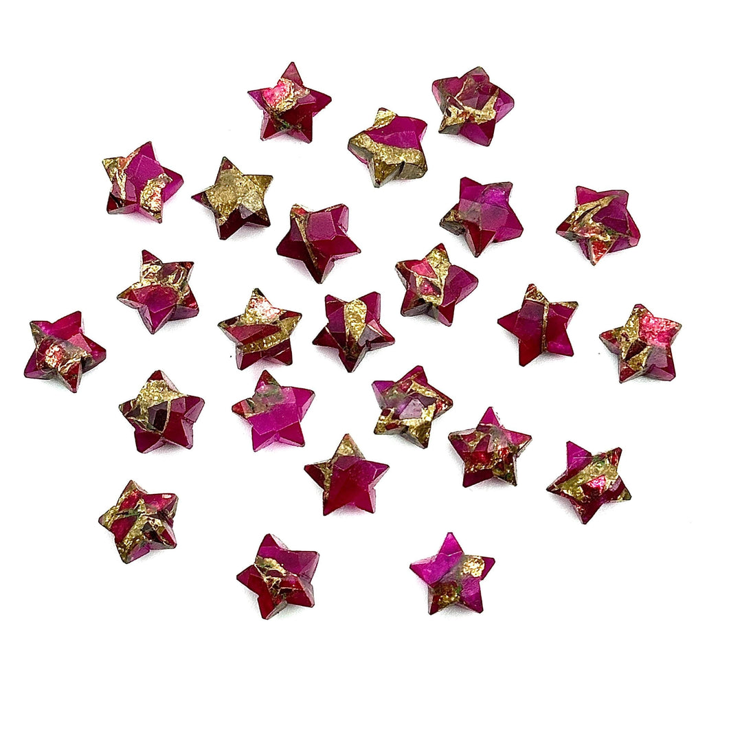 Cute Pink Turquoise Star Shape Beads, Hot Pink Copper Turquoise Faceted Star Beads, Hand Carved Gemstone Beads, Star Charm for Jewelry 8 MM