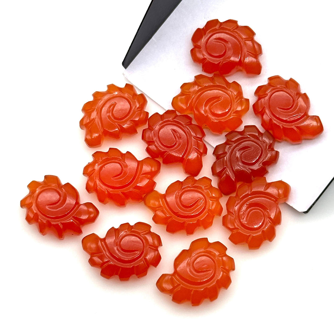 Genuine Carnelian Carved Shell Beads, Hand Carved Snail Shell Shape Gemstone, Seashell Charm, 16 MM Orange Seashell For Jewelry Making