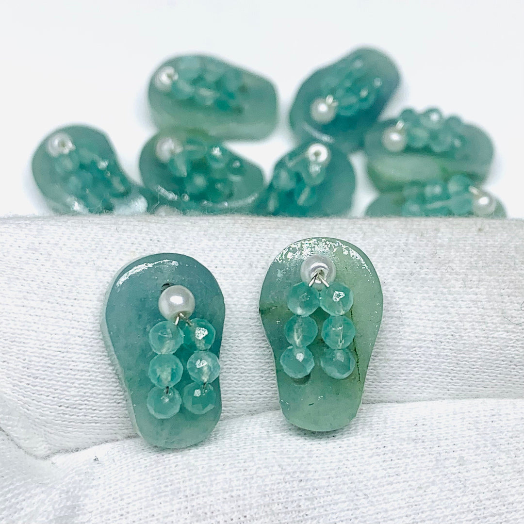 1 Pair, 100% Natural Aquamarine Slipper Shape Gemstone, Carved Gemstone, Loose Gemstone, Slipper Shape Gemstone, Carved Slippers, 18X11 mm