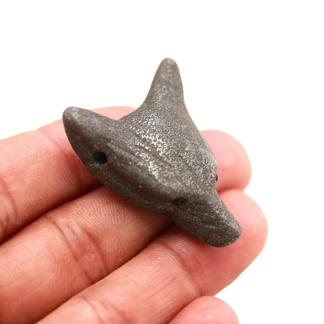 Natural Pyrite Fox Head, Jewelry Making Gemstones Side Drill from Ear, Head Carved Beads, Reiki Healing Crystal, Home Decor
